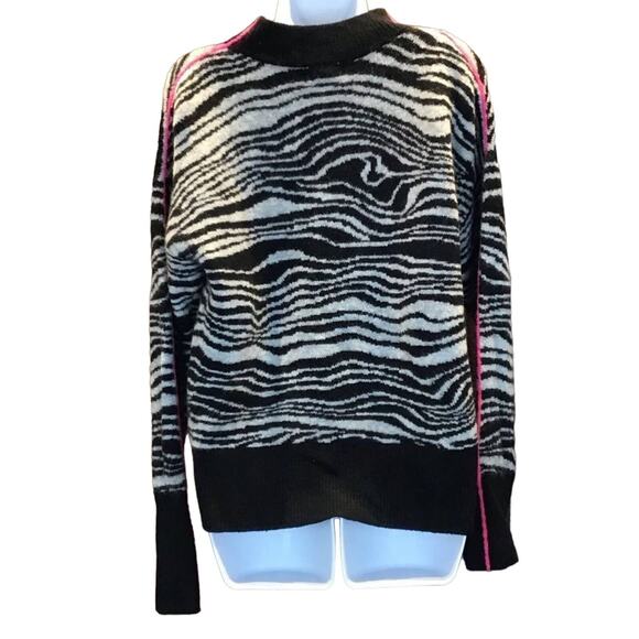 Halogen Womens Small Zebra Print Mock Neck Sweater Black White NWT - Picture 1 of 15